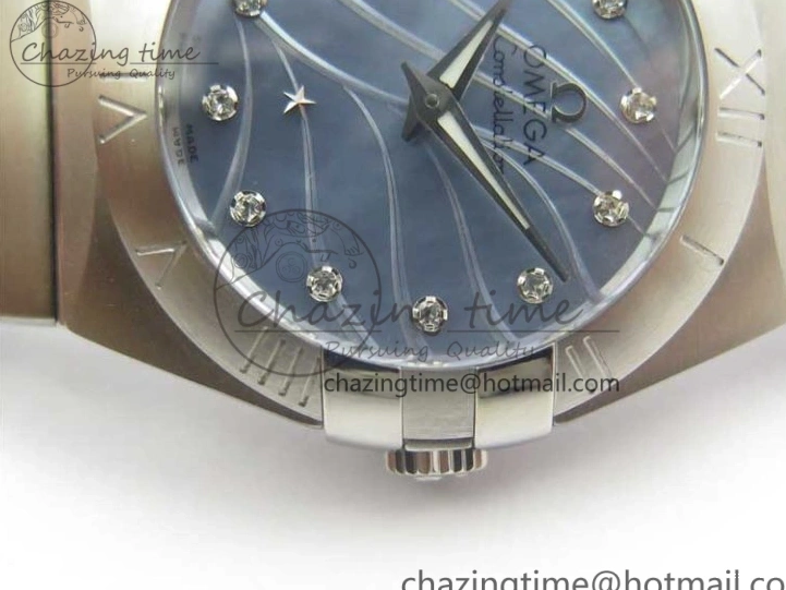 0402 Constellation Ladies 27mm ZF 1:1 Best Edition SS Blue MOP Dial on SS Bracelet ETA Quartz Youthful 7942